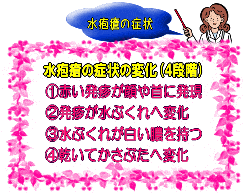 水痘帯症状の変化(4段階)(図)